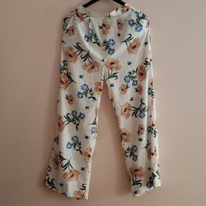 White Floral Wide Legged Pants [Boohoo] [Size 8]